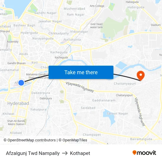 Afzalgunj Twd Nampally to Kothapet map