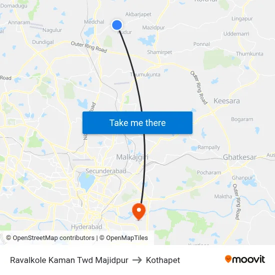 Ravalkole Kaman Twd Majidpur to Kothapet map