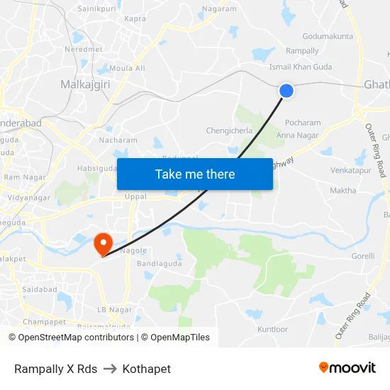 Rampally X Rds to Kothapet map