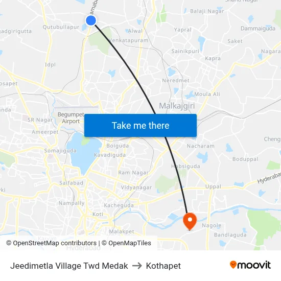 Jeedimetla Village Twd Medak to Kothapet map
