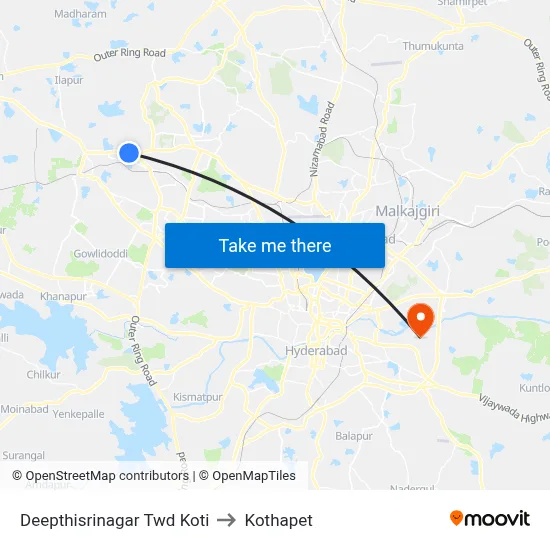 Deepthisrinagar  Twd Koti to Kothapet map
