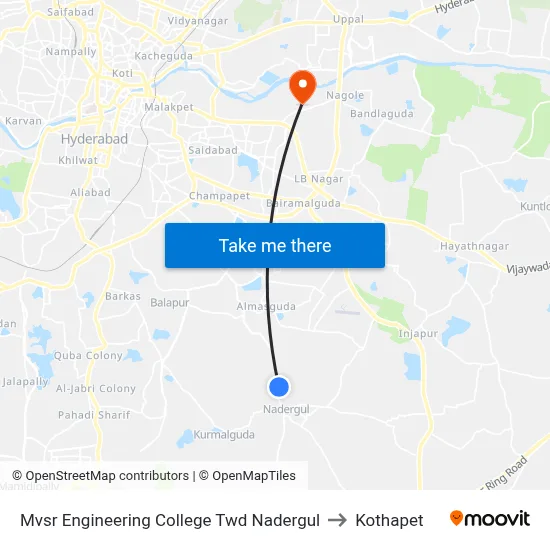 Mvsr Engineering College Twd Nadergul to Kothapet map