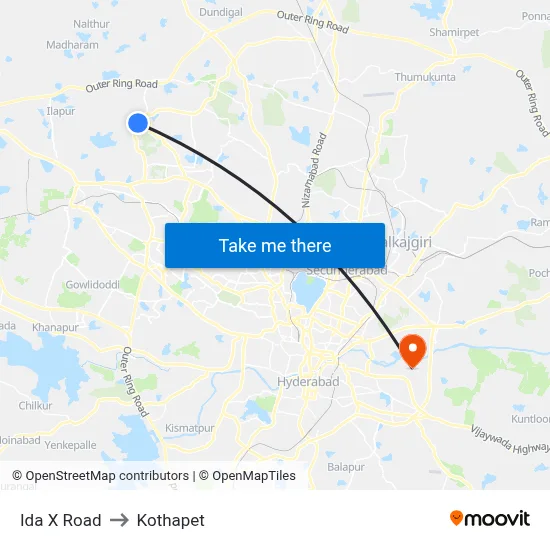 Ida X Road to Kothapet map