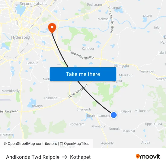 Andikonda Twd Raipole to Kothapet map
