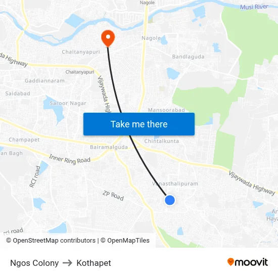 Ngos Colony to Kothapet map