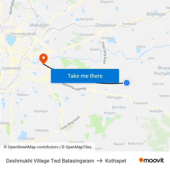 Deshmukhi Village Twd Batasingaram to Kothapet map