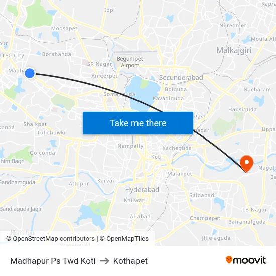 Madhapur Ps Twd Koti to Kothapet map