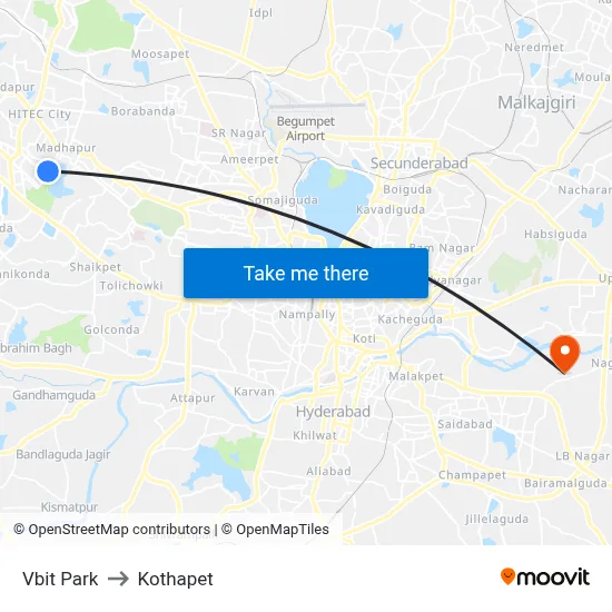 Vbit Park to Kothapet map