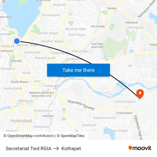 Secretariat Twd RGIA to Kothapet map