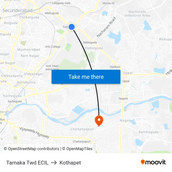 Tarnaka Twd ECIL to Kothapet map