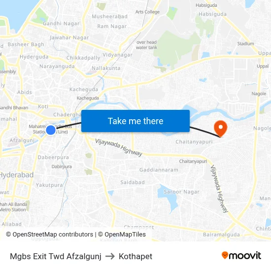 Mgbs Exit Twd Afzalgunj to Kothapet map