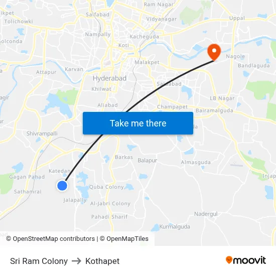Sri Ram Colony to Kothapet map