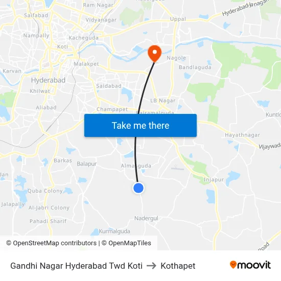 Gandhi Nagar Hyderabad Twd Koti to Kothapet map