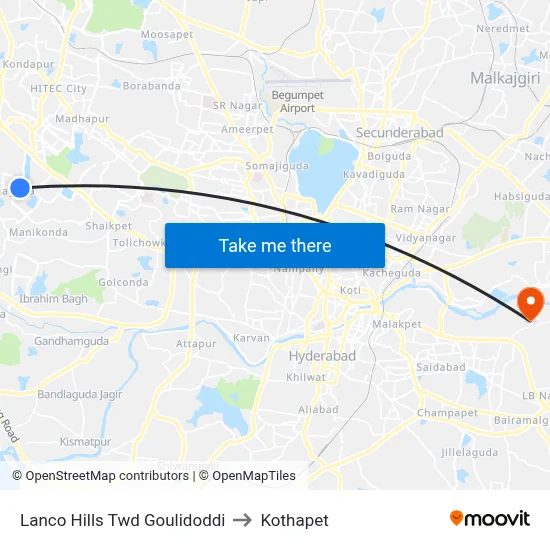Lanco Hills Twd Goulidoddi to Kothapet map
