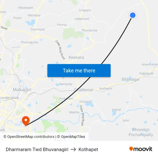Dharmaram Twd Bhuvanagiri to Kothapet map