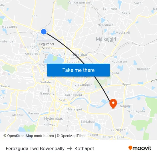Ferozguda Twd Bowenpally to Kothapet map