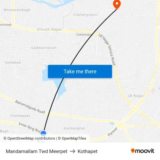 Mandamallam Twd Meerpet to Kothapet map