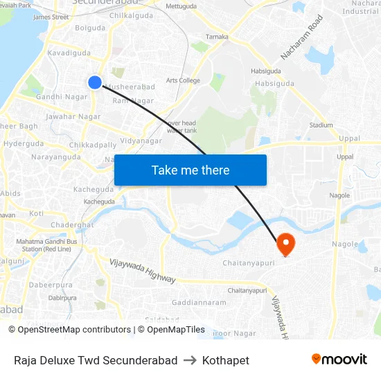 Raja Deluxe Twd Secunderabad to Kothapet map