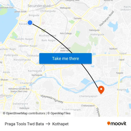 Praga Tools Twd Bata to Kothapet map