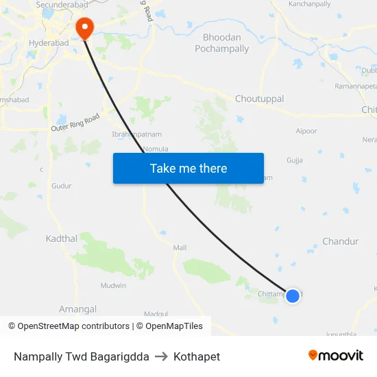Nampally Twd Bagarigdda to Kothapet map