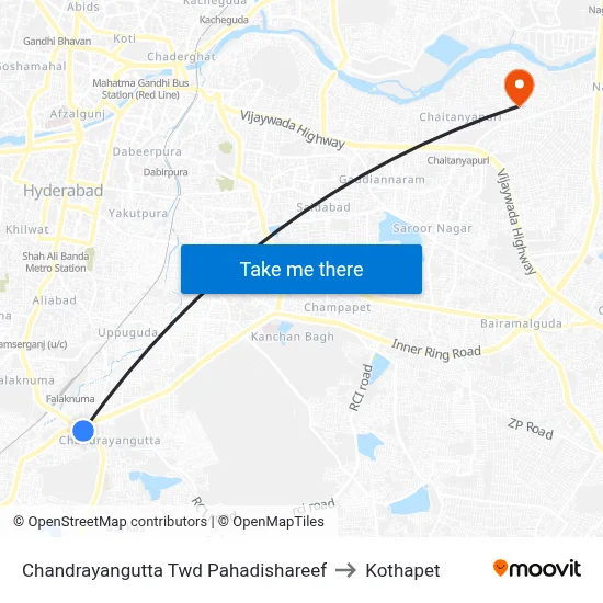 Chandrayangutta Twd Pahadishareef to Kothapet map