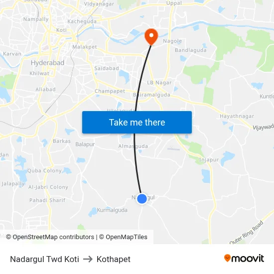 Nadargul Twd Koti to Kothapet map