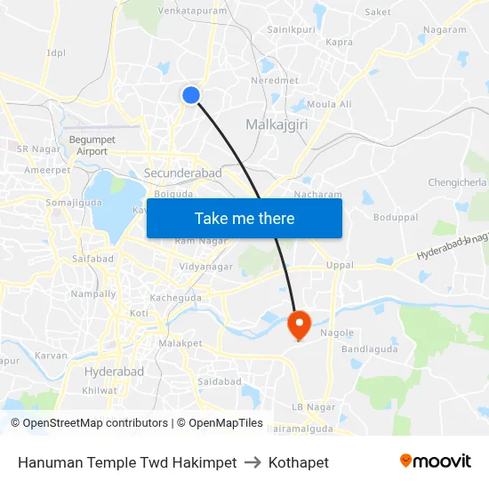 Hanuman Temple Twd Hakimpet to Kothapet map