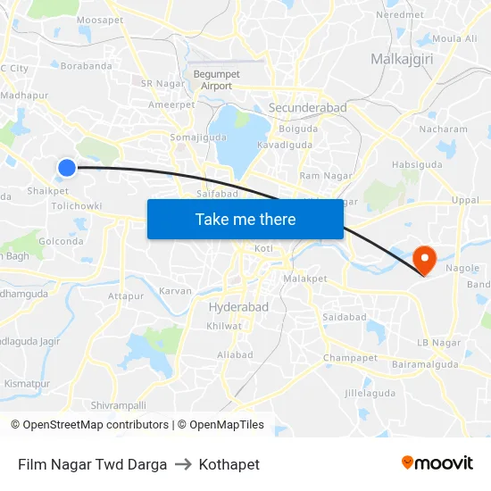 Film Nagar Twd Darga to Kothapet map