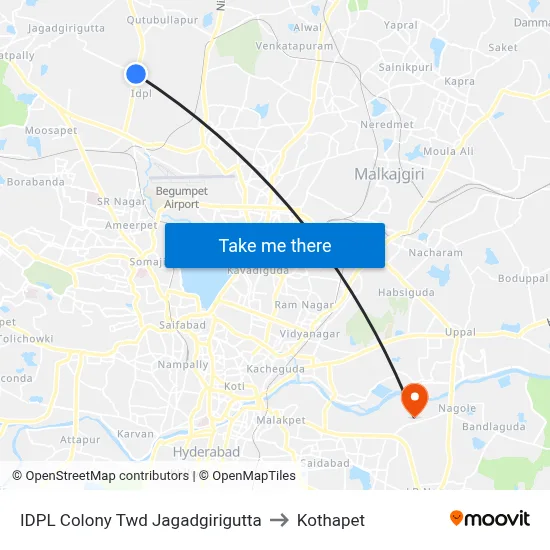 IDPL Colony Twd Jagadgirigutta to Kothapet map