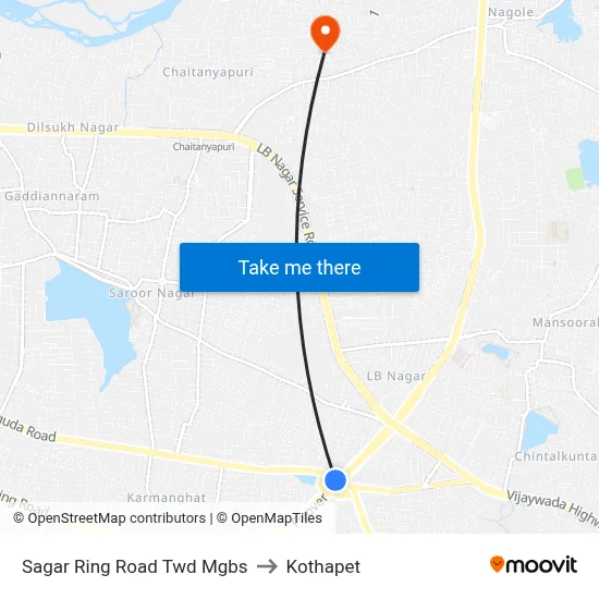 Sagar Ring Road Twd Mgbs to Kothapet map