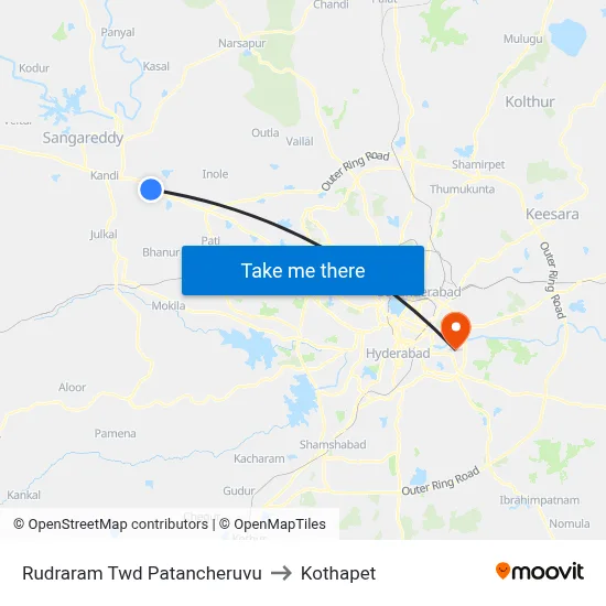 Rudraram Twd Patancheruvu to Kothapet map