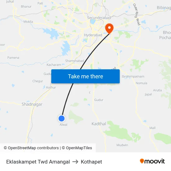 Eklaskampet Twd Amangal to Kothapet map