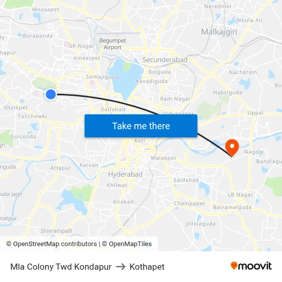Mla Colony Twd Kondapur to Kothapet map