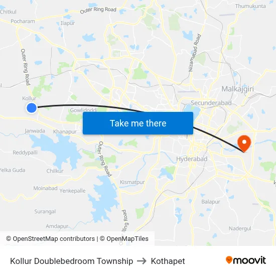 Kollur Doublebedroom Township to Kothapet map