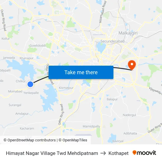 Himayat Nagar Village Twd Mehdipatnam to Kothapet map