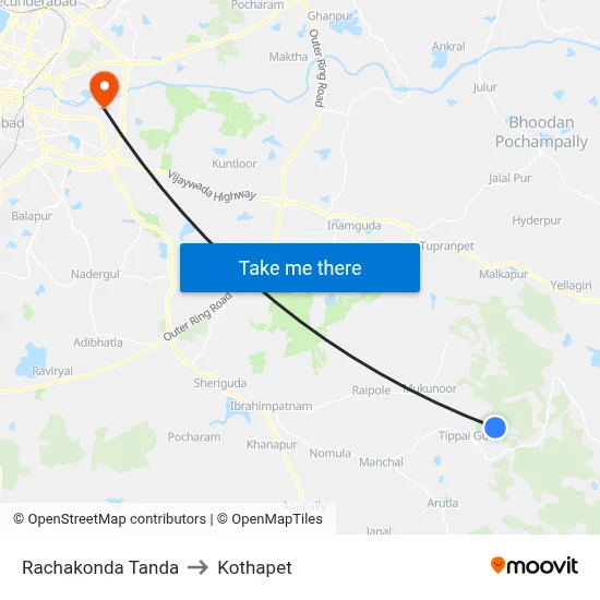 Rachakonda Tanda to Kothapet map