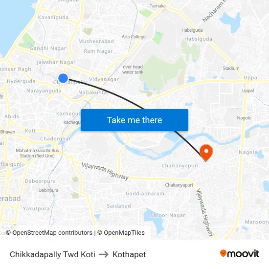 Chikkadapally Twd Koti to Kothapet map