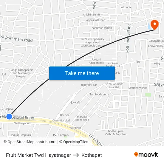 Fruit Market Twd Hayatnagar to Kothapet map