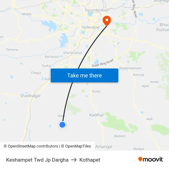 Keshampet Twd Jp Dargha to Kothapet map