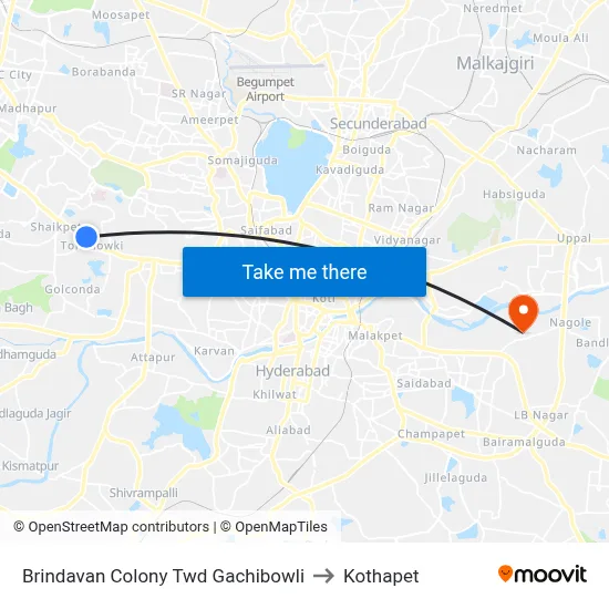 Brindavan Colony Twd Gachibowli to Kothapet map