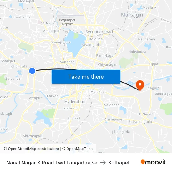 Nanal Nagar X Road Twd Langarhouse to Kothapet map