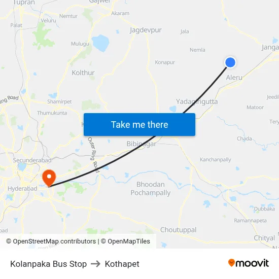 Kolanpaka Bus Stop to Kothapet map