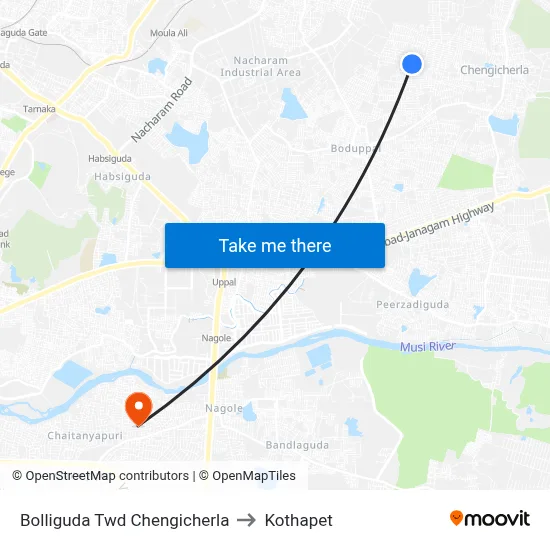 Bolliguda Twd Chengicherla to Kothapet map