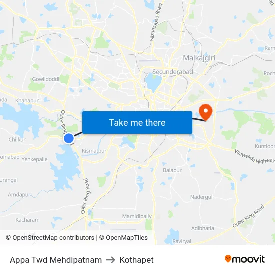 Appa Twd Mehdipatnam to Kothapet map