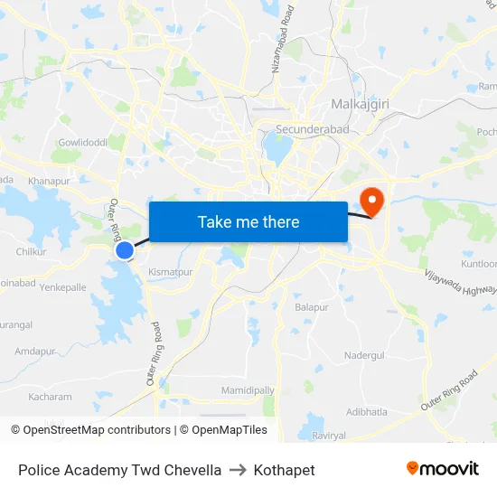 Police Academy Twd Chevella to Kothapet map
