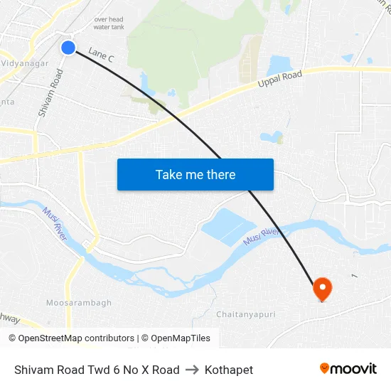Shivam Road Twd 6 No X Road to Kothapet map