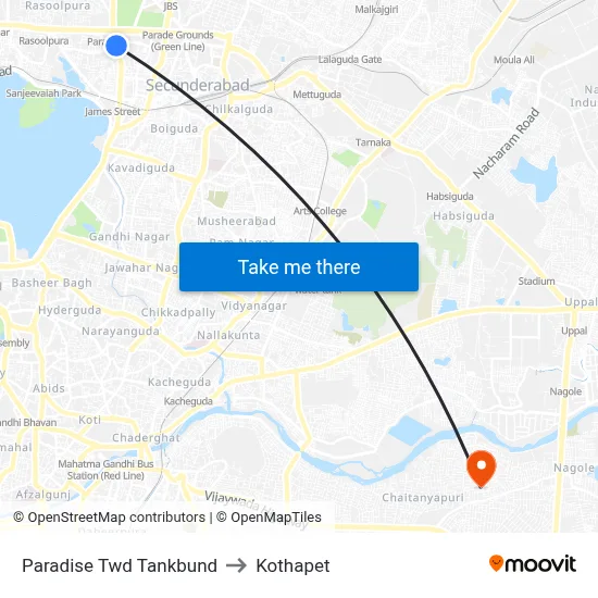 Paradise Twd Tankbund to Kothapet map