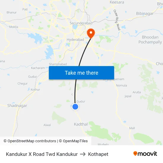 Kandukur X Road Twd Kandukur to Kothapet map
