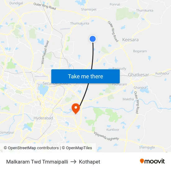 Malkaram Twd Tmmaipalli to Kothapet map