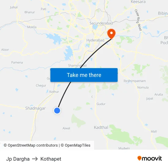 Jp Dargha to Kothapet map